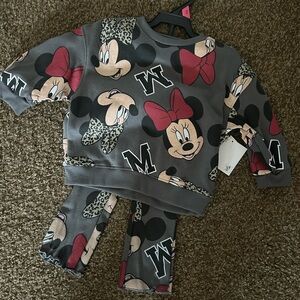 Minnie Mouse Grey Pullover & Leggings Set with Red Bows